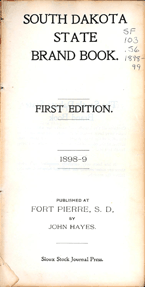 South Dakota State Brand Book, 1898-1899